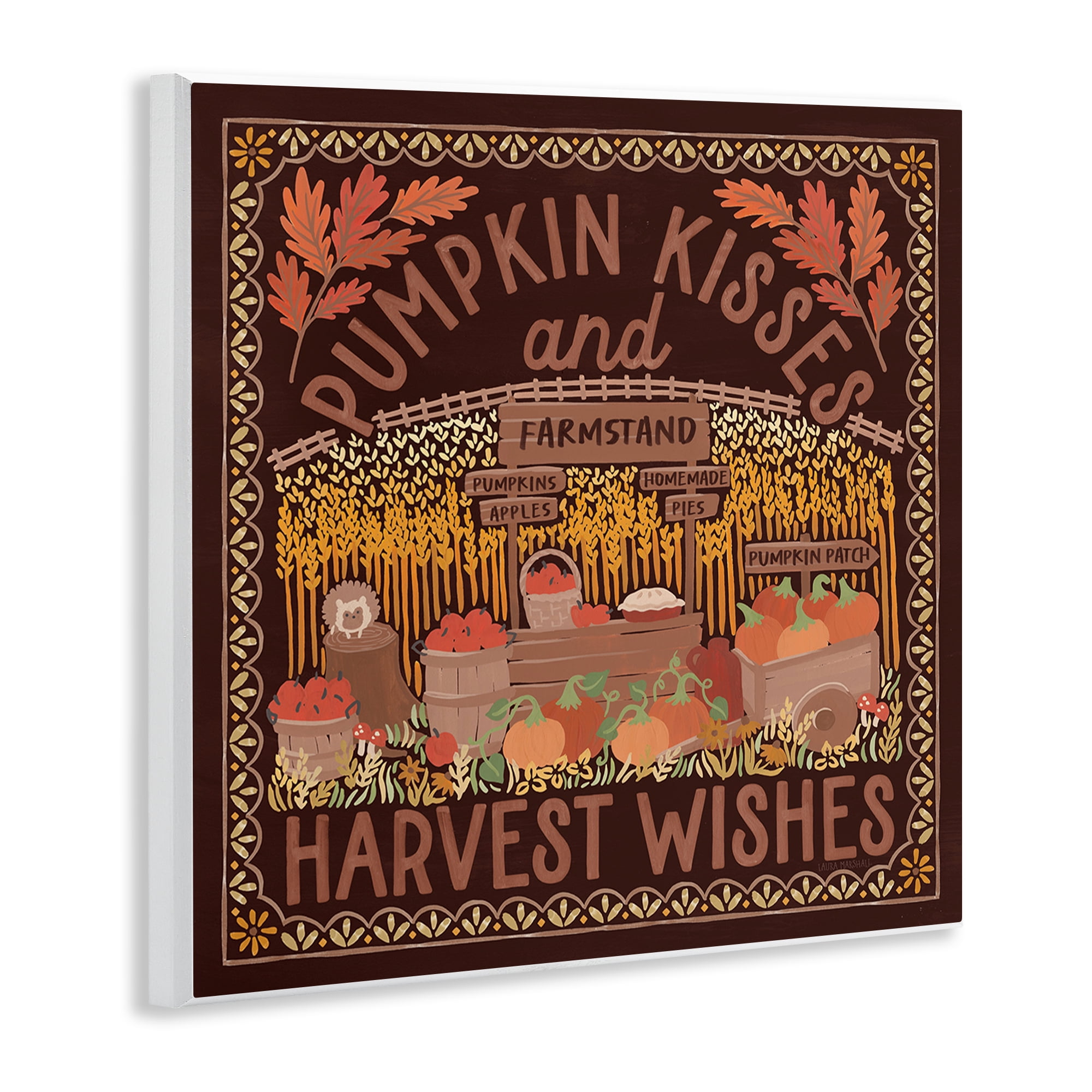 Stupell Industries Autumn Harvest Wishes Landscape Painting Unframed Art Print Wall Art, 12 x 12