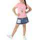 thumbnail image 1 of Conjuntos de blusas y camisas de cuello redondo y manga corta para niños, top con capucha de manga larga de color con faldas de cintura elástica, traje casual y cómodo, conjunto de poliéster para niño, 1 of 6