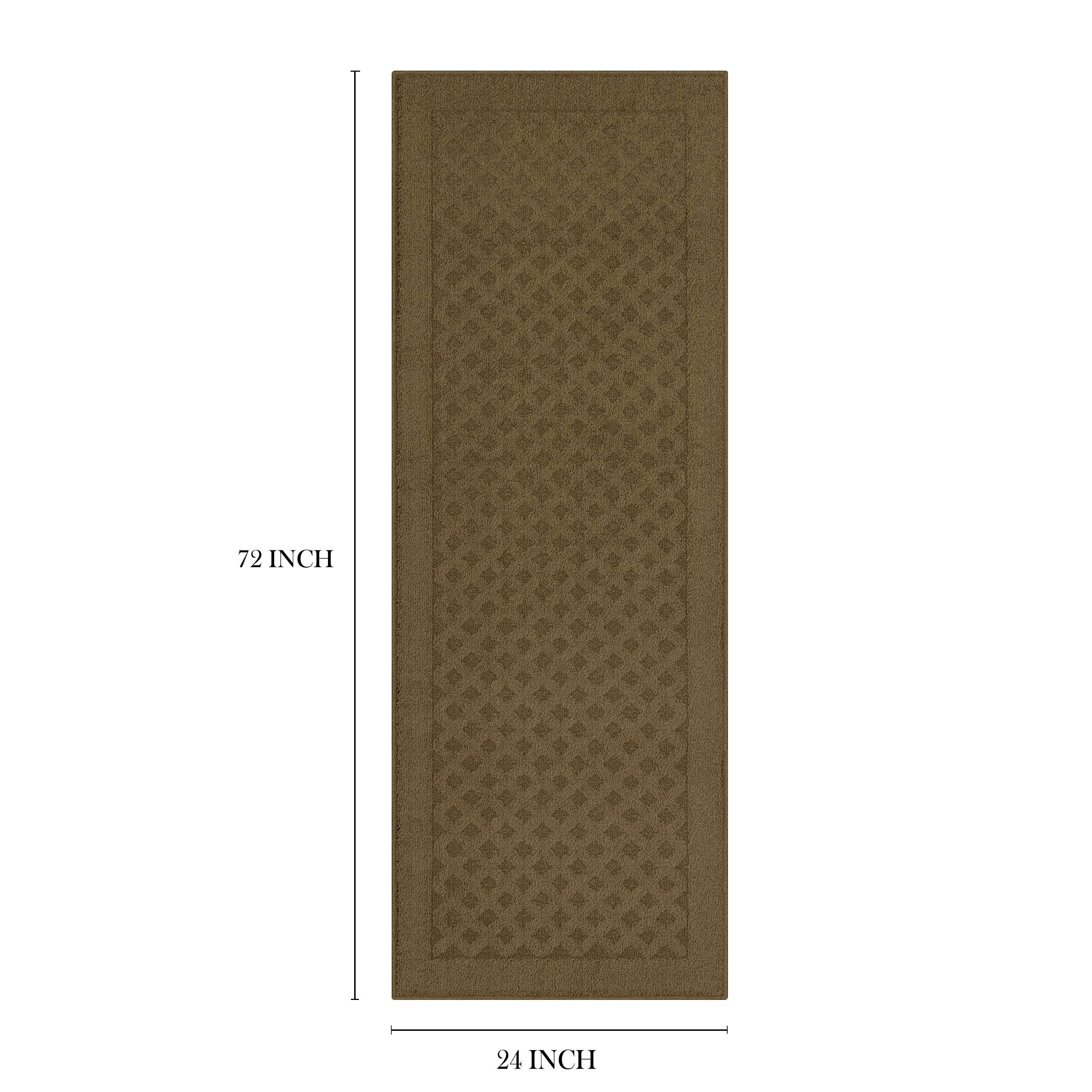 Mainstays Dylan Solid Diamond Olefin Brown Indoor Runner Rug, 2'x6'
