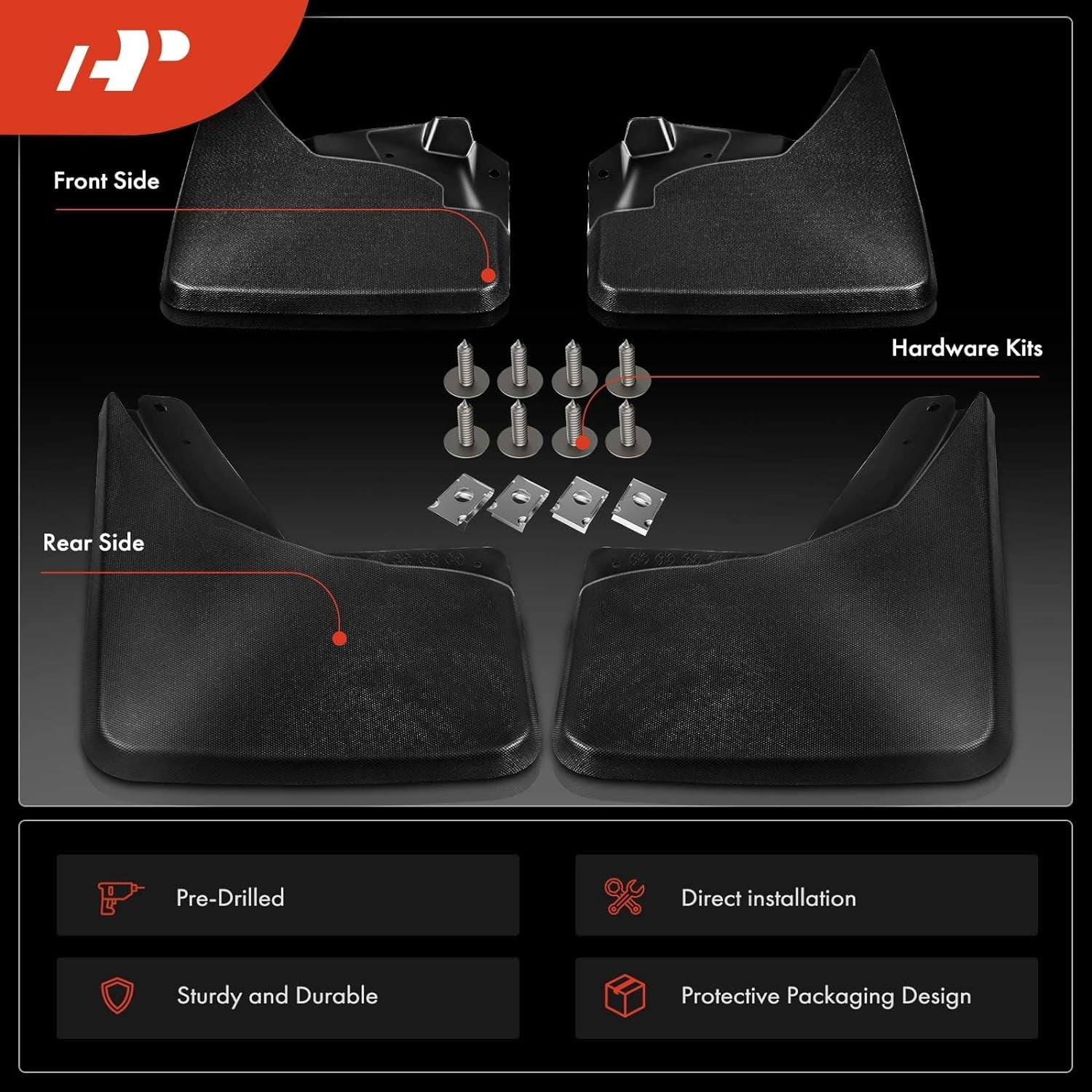 A-Premium Splash Guards Mud Flaps Mudguards Compatible with Hummer H3 2006 2007 2008 2009 2010 Front and Rear 4-PC Set