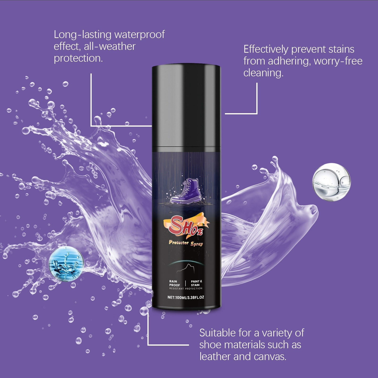 5 Packs Waterproof Spray for Shoes Sneakers Boots All Day Protection Anti Stain Dirt Rain Repellent Coating Mesh Suede Leather Waterproofing Spray 100ml Travel Size Quick Drying Non Toxic Safe