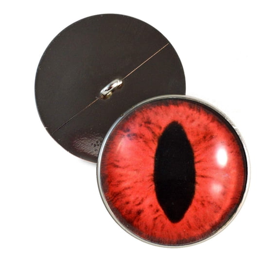 Red Cat Sew-On Button Glass Eyes