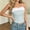 Blue, variant on Women's Summer Lace Trim Strapless Tube Top with Built‑in Bra Front Tie‑Up Contrast Lace Sleeveless Slim Fit Casual Camisole Pink Free Size