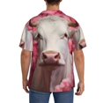 thumbnail image 3 of Fotbe Flower White Cow Camisa Estampada de Manga Corta para Hombre, Casual de Verano, Estilo Playero, Sin Arrugas-Medium, 3 of 5