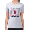 thumbnail image 4 of Women's G-III 4Her by Carl Banks Heather Gray Boston Red Sox Super-Slim Fit Lightweight Collage Team Graphic Crew Neck, 4 of 5