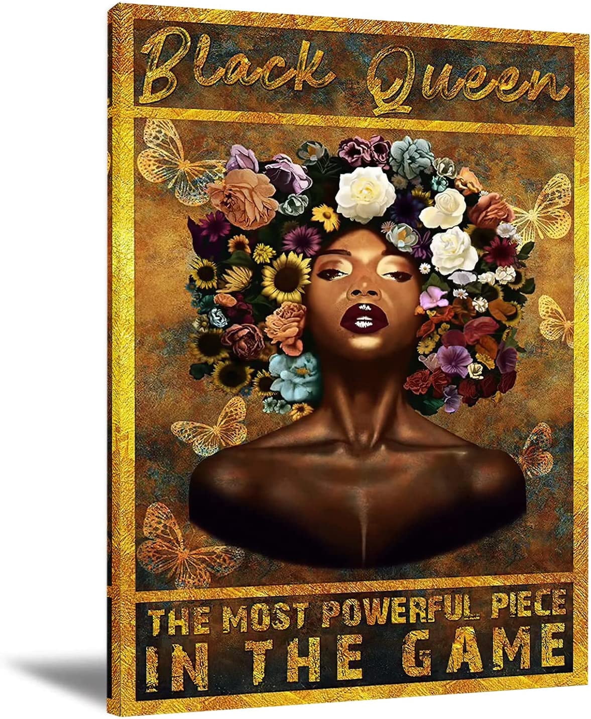 Gold and Black Women Poster African American Wall Decor Black Queen