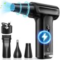 thumbnail image 1 of Soplador de Aire Comprimido Eléctrico Recargable 110,000 RPM con Boquillas Intercambiables, Limpiador Sin Cables para Teclado, PC y Coche, Alternativa Ecológica a Latas de Aire - Negro, 1 of 5