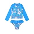 thumbnail image 4 of MSemis Girls Mermaid Swimsuit 2-Pieces Rash Guard Sets Bathing Suit, Size 3T-16 Coral Blue 4, 4 of 6