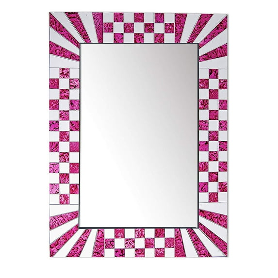 DecorShore South Beach Collection 24 x 18 Art Deco Style Decorative Wall Mirrors with Colorful Glass Mosaic Tiles