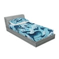 thumbnail image 2 of Ambesonne Blue Fitted Sheet & Pillow Sham Set, Dolphins Octopus Starfish, Twin, Blue, 2 of 2