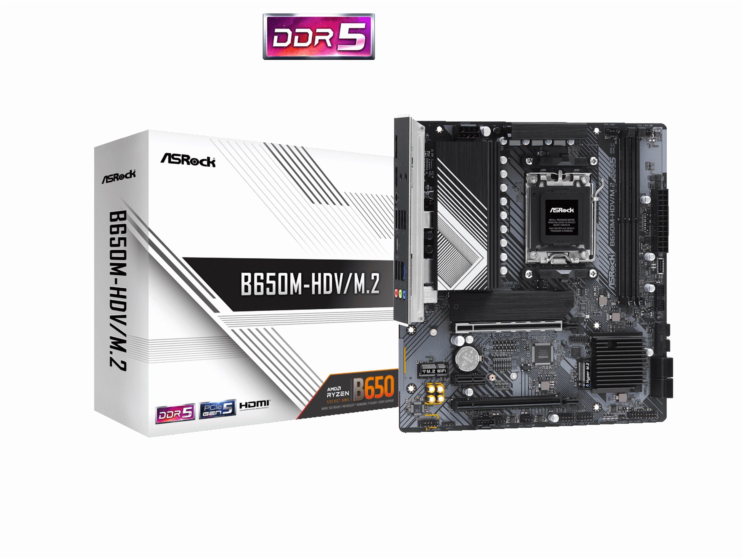 ASRock A620M-HDV/M.2+ AM5 Micro ATX Motherboard, HDMI, DisplayPort