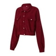 thumbnail image 2 of Chaqueta Para Mujer Chaqueta De Punto De Pana De Color SóLido Chaqueta De Estilo Corto XBTCLXEBCO Vino Rojo;XXL, 2 of 6