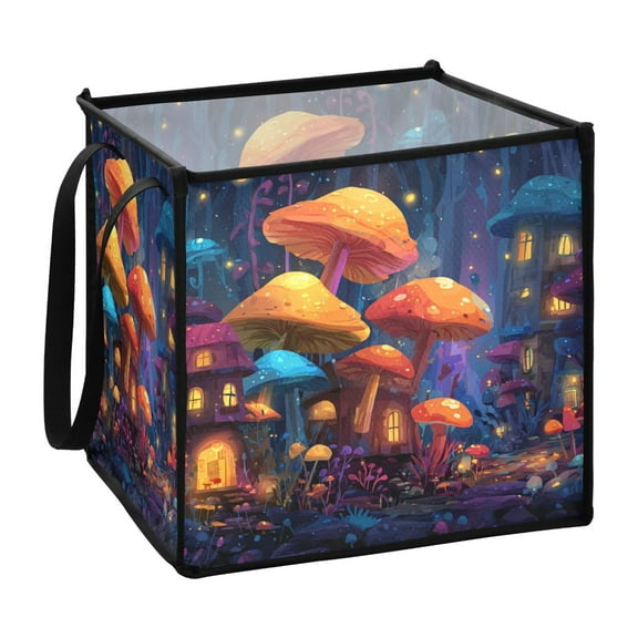 Home Organizer Foldable Fabric Storage Bin With Handle Magic Mushroom