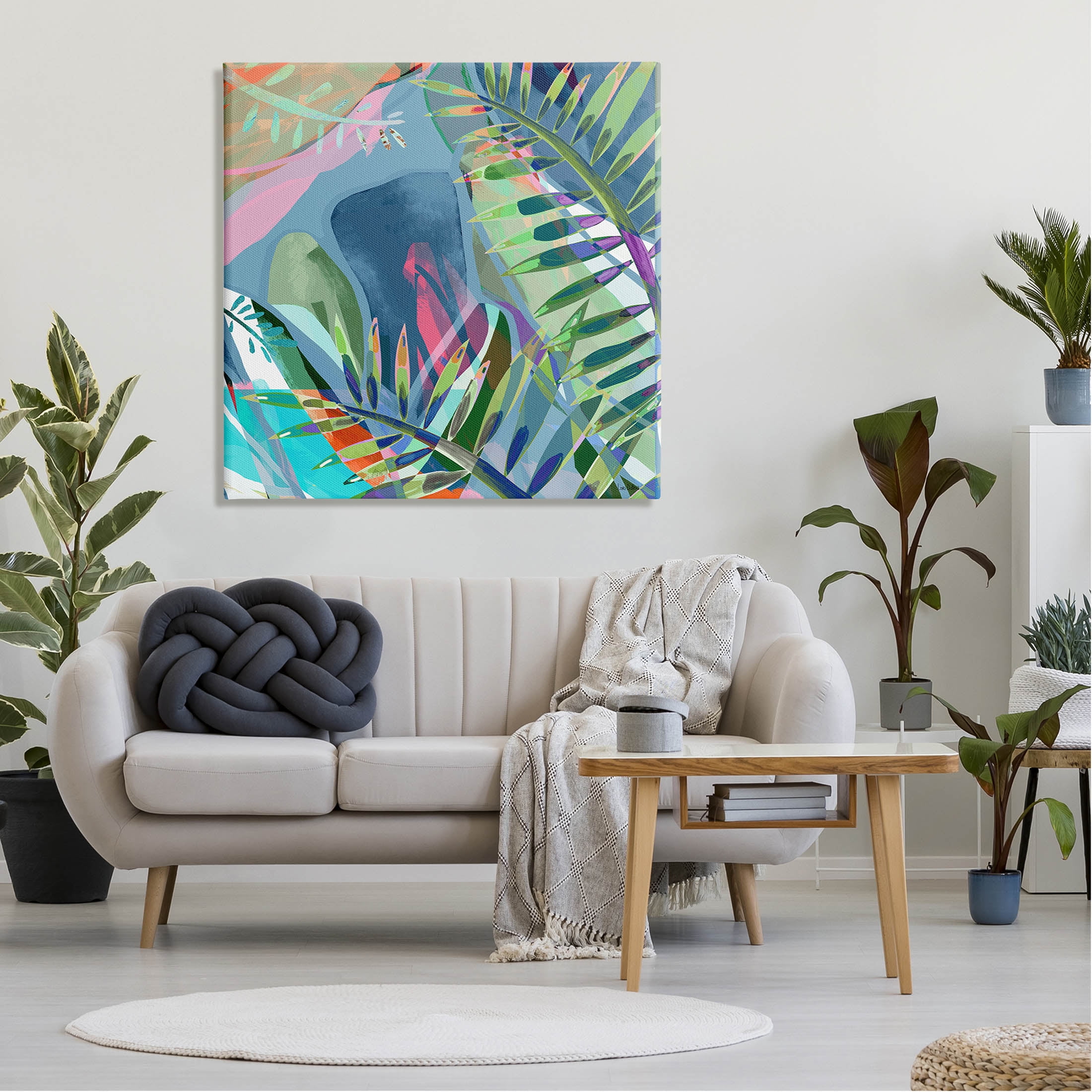 Bold Fern Leaf Overlapping Collage Botanical & Floral Graphic Art Gallery Wrapped Canvas Print Wall Art