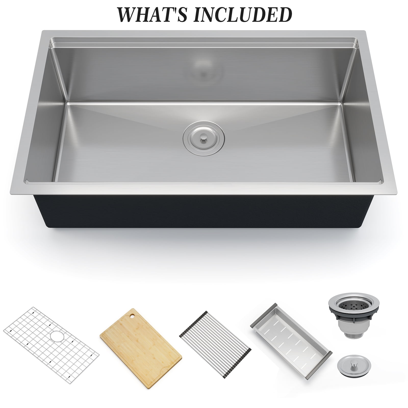 30" Undermount Stainless Steel Kitchen Sink - 16 Gauge Single Bowl with Accessories