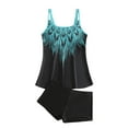 thumbnail image 6 of Wyobmus Women Modest Tankini Swimsuit Tummy Control Vintage Printed Swimwear Two Piece Bathing Suits Double Spaghetti Straps Swim Tank Top With Boyshorts D-Light Blue, 6 of 6