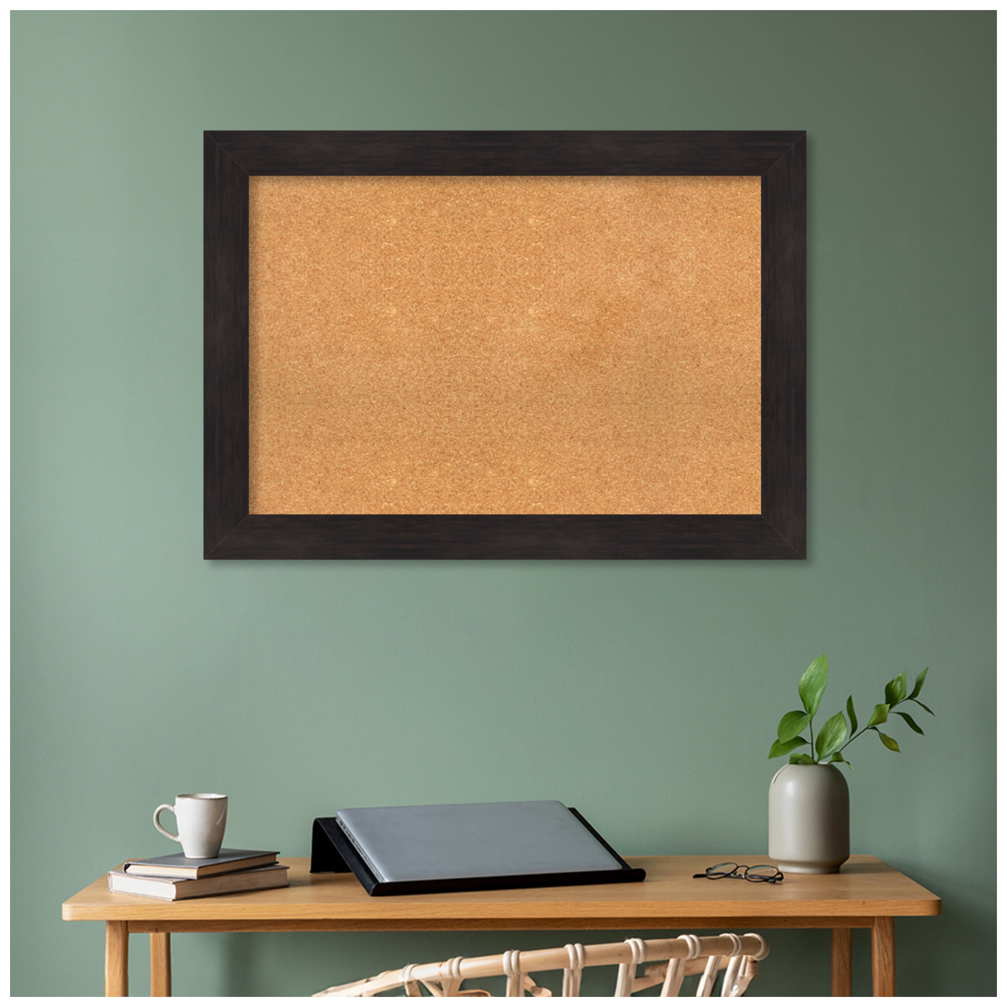 Amanti Art Natural Cork Board Framed Furniture Espresso Bulletin Board 42 in. x 30 in.