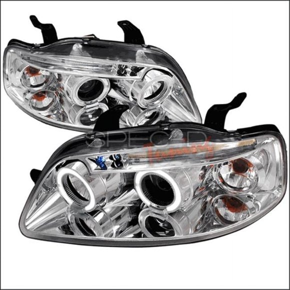 Spec-D Tuning 2LHP-AVE045-TM Halo LED Projector Headlights for 04 to 08 Chevrolet Aveo- Chrome - 10 x 21 x 27 in.