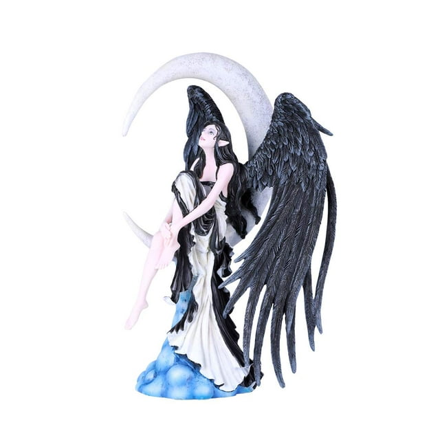 Pacific Giftware Moon Stargazer - Figura decorativa de resina pintada a mano, color negro