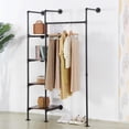 thumbnail image 3 of EDCB Industrial Pipe Clothing Rack with Shelves, 71inch Wall Mounted Closet Storage Rack,Hanging Clothes Retail Display Rack, Garment Racks with Shelves Closet Rods System, 3 of 8