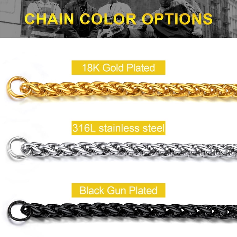 FOCALOOK Wheat Chain Necklace, 316L Stainless Steel photo 7