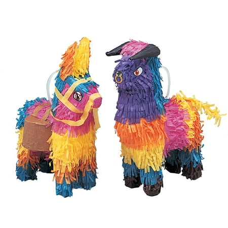 Mini Bull and Donkey Pinata Decorations, Assorted 2ct