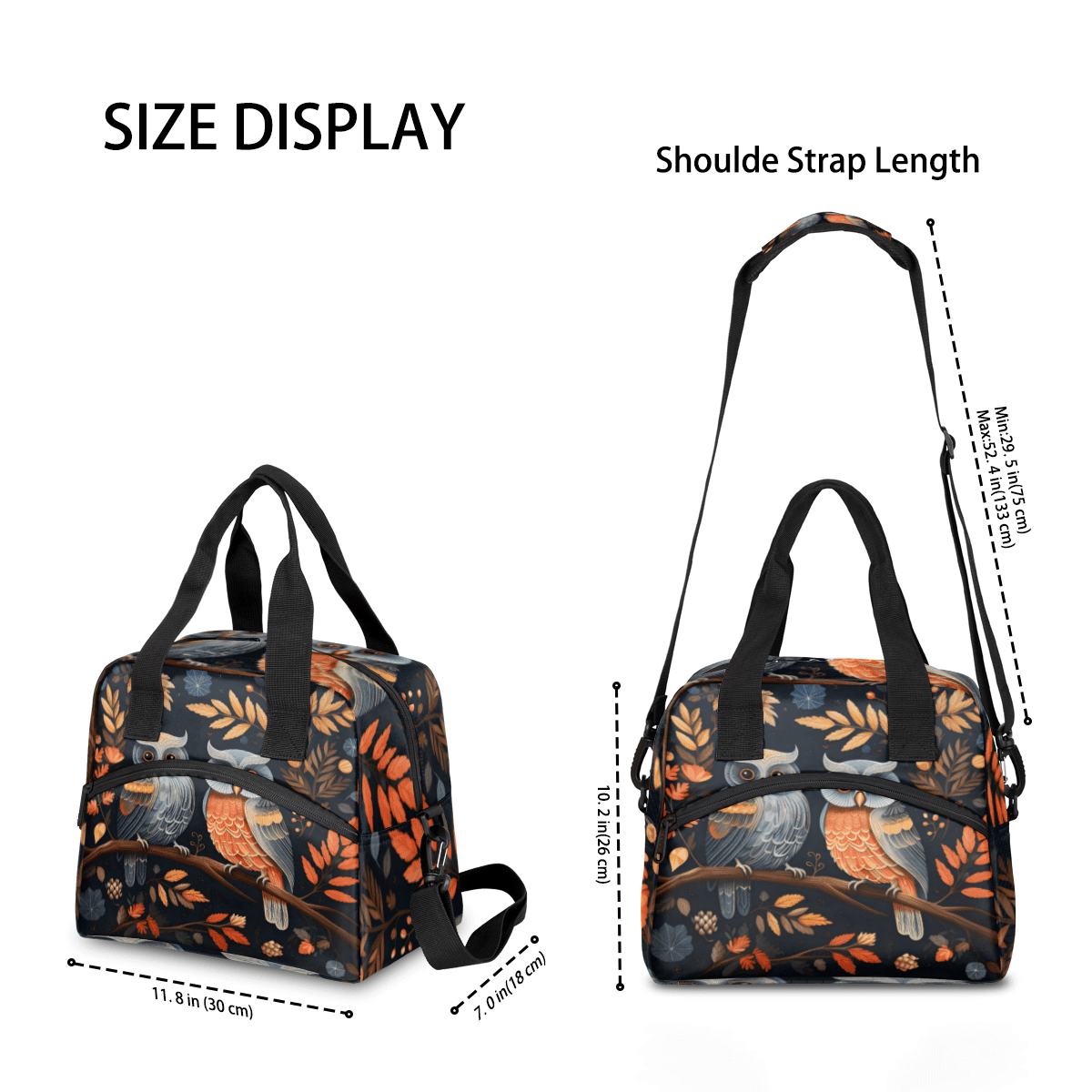 Herdesigns Cartoon Owl Insulated Lunch Bag for Women Men Adults Large Reusable Lunch Box Cute Owls Leakproof Cooler Tote Bags with Adjustable Shoulder Strap