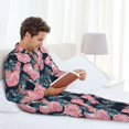 thumbnail image 5 of KLL Rose Flowers Sleepwear Mens Flannel Pajamas,Long Cotton Pj Set, 5 of 7