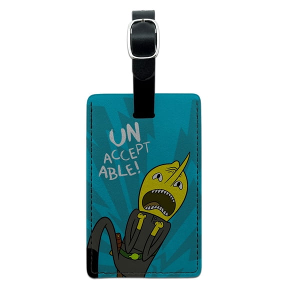 Adventure Time Lemongrab Unacceptable Rectangle Leather Luggage Card Suitcase Carry-On ID Tag