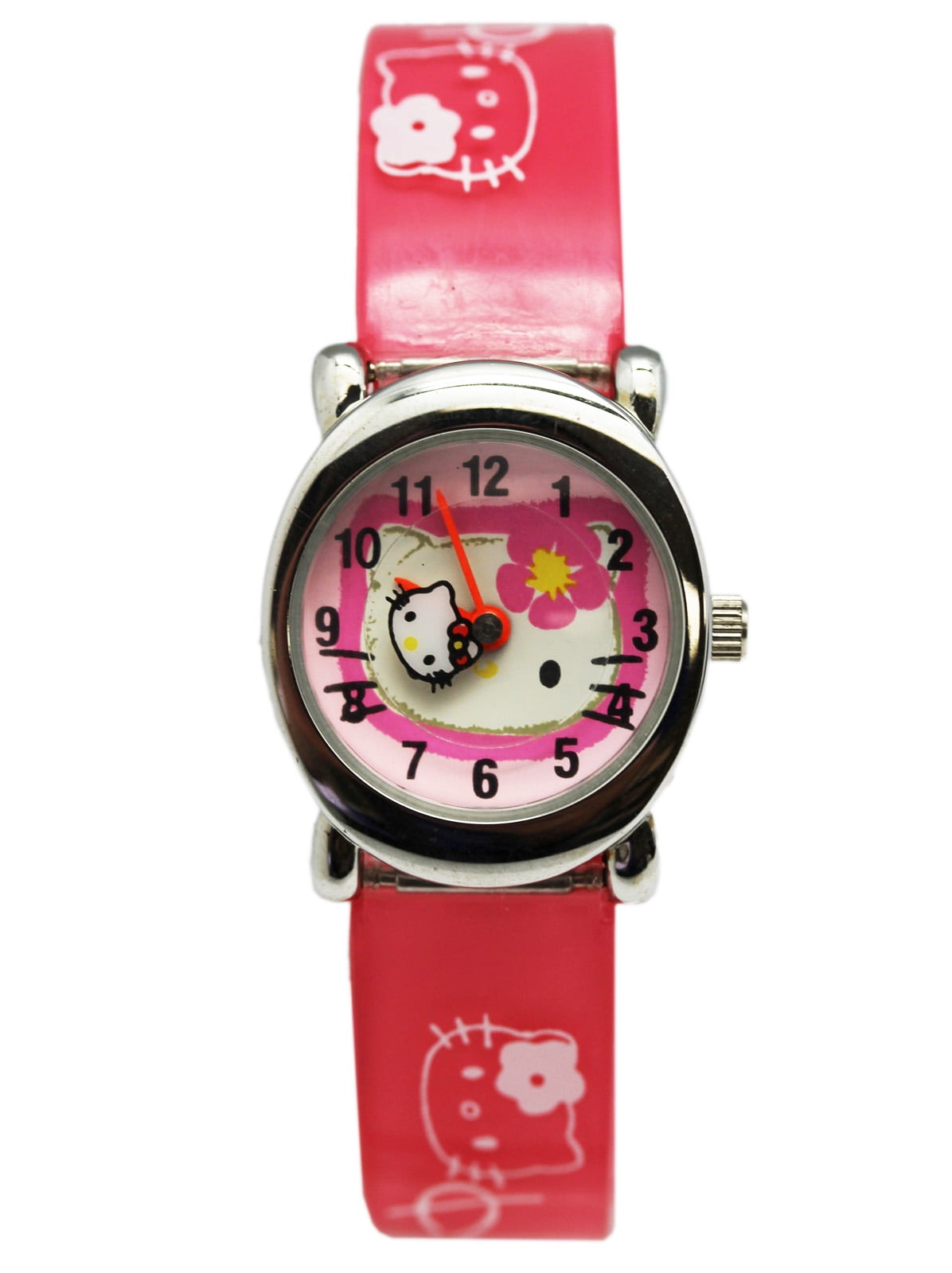 Pink and White Face Plastic Band Analog Watch (20mm)