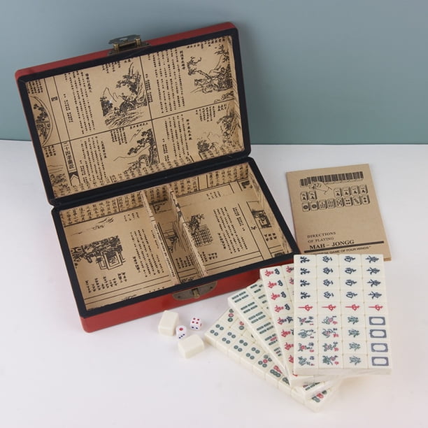 Jeu de mahjong chinois, jeu de mahjong de voyage, Mahjong portable avec coffret de 144 tuiles(Beige Jeu de mahjong chinois, jeu de mahjong de voyage, Mahjong portable avec coffret de 144 tuiles(Beige