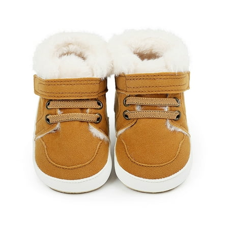 

Quealent Baby Shoes Baby Girls Boys Winter Warm Snow Boots Anti-Slip Soft Sole Bowknot Toddler First Walker Khaki 12 Months