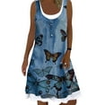 thumbnail image 1 of Paille Women Bird Printed Baggy Tunic Midi Dress Bohemian Daily Wear Shift Sundress Fake Two Piece Summer Tank Dresses, 1 of 2