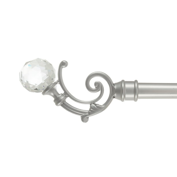 Curtain Rod with Mounting Hardware and Decorative Crystal Ball Finials