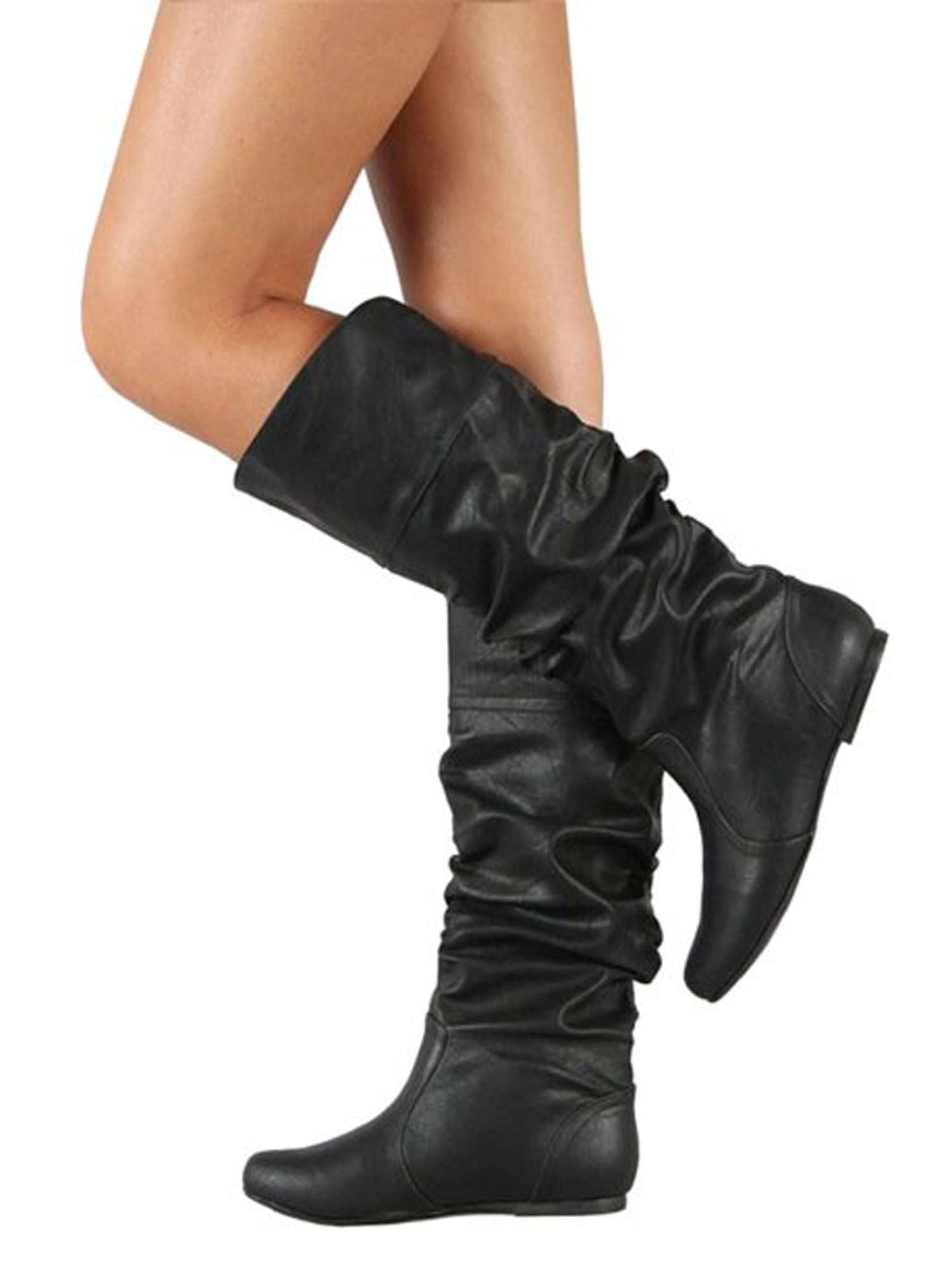 Ladies Biker Boots Shoes Womens Mid Calf Rider Comfy Casual Zip Winter Warm Size 