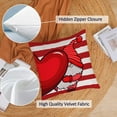 thumbnail image 2 of Happy Valentines Day Pillow Covers 18x18 Set of 4 Red Love Heart Gnomes Velvet Throw Pillow Covers Stripe Love Romantic Pillow Cases Cushion Covers for Sofa Couch Outdoor Decoration(18 Inch), 2 of 5
