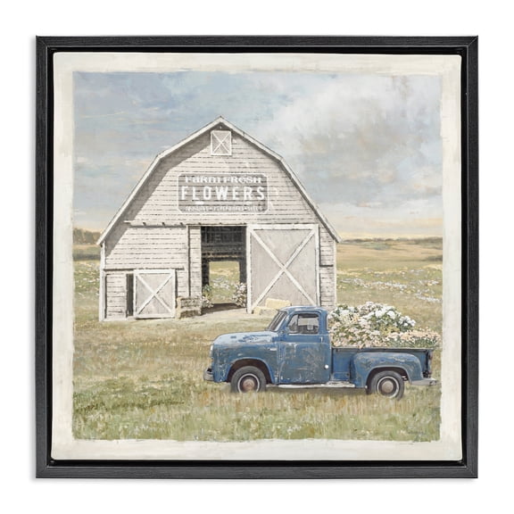 Stupell Industries Rustic Flower Barn Black Framed Floater Canvas Wall Art, design by Amber Sterling