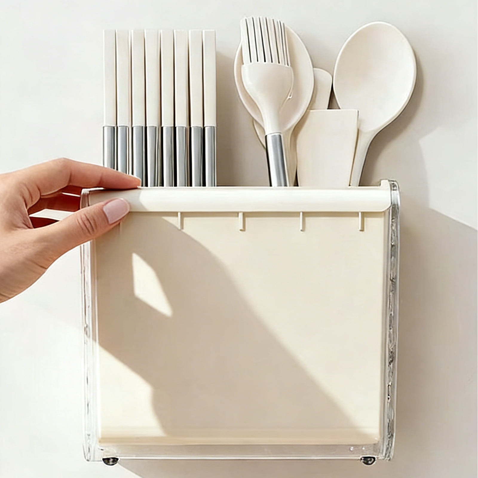 Lunxisen 3 Pcs Punch Free Knife And Fork Storage Rack Wall Mounted Detachable Cutlery Organizer Kitchen Utensil Holder