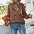 thumbnail image 5 of GigrtiJin Womens V-Neck Knitted Sweater Fall Winter Ruffle Long Sleeve Button Blouse Casual Loose Comfy Tops, 5 of 6