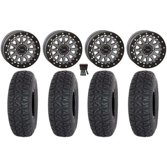 System 3 SB-6 15" Wheels Gunmetal (4 3) 35" Chicane LT Tires Polaris RZR XP 1000 / PRO XP / Ranger XP 900/1000