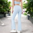 thumbnail image 4 of High Waist Flare Legging Pants with Side Stripes- X Large, Light Blue, 4 of 5