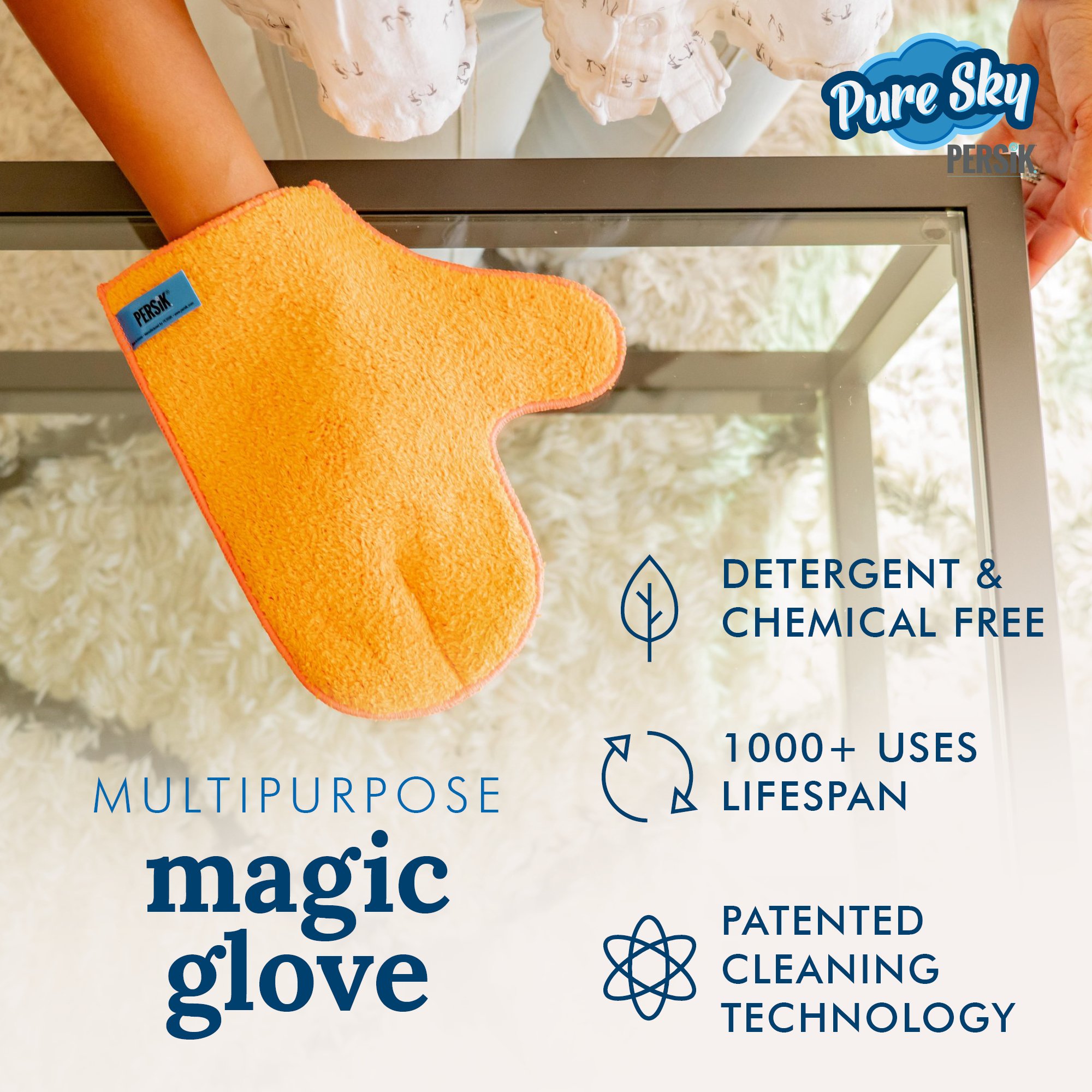 Pure-Sky Magic Microfiber Dusting MITT  Ultra Microfiber Cleaning Cloth Glove  JUST ADD Water No Detergents Needed  Use for Cleaning Furniture, Home Appliances, Screens, Electronics - image 4 of 9
