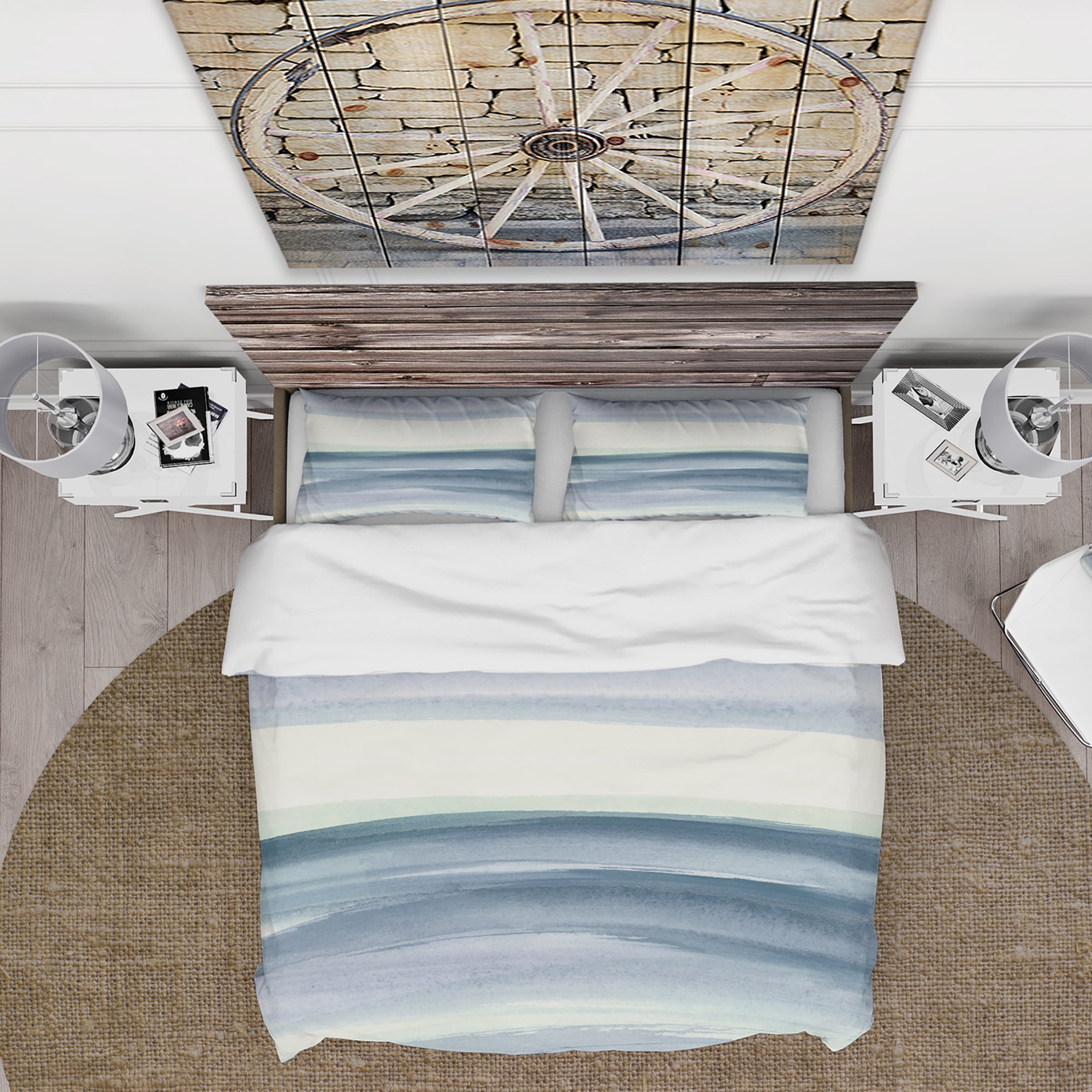 Designart 'Mint Indigo Dawn I' Cottage Duvet Cover Set