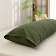 thumbnail image 4 of BESTOUCH Body Pillowcase 100% Washed Cotton Linen Feel Soft Breathable with Envelope Closure 1Pcs Solid Olive Green 20x54 Inches, 4 of 6