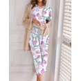 thumbnail image 3 of Ekouaer Womens Capri Pajama Sets Print Short Sleeve Sleepwear Top and Capri Pants Soft Loungewear with Pocket, 3 of 4