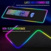 LED Mouse Pad 35.4x15.7 inch, Large RGB Glow Gaming Mouse Pad for Computer Keyboard, 12 Cool Lighting Modes, Anti-Slip Base, Waterproof, Stain Resistant, Desk Mouse Pad for Wireless Mouse
