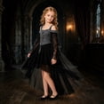 thumbnail image 4 of IWRICH Halloween Dress for Girls Witch Mesh Gothic Fall Maxi Dress off Shoulder Halloween Party Dresses, 4 of 8