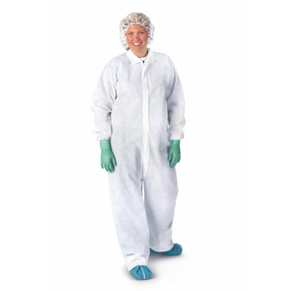 Heavyweight Spunbond Polypropylene Coveralls,White,X-Large,Medline