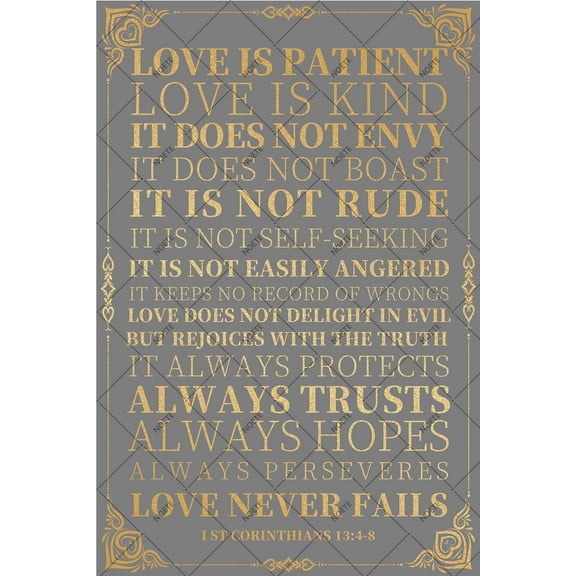 Noete Love is Never Fails Metal Tin Sign Inspirational 1 Corinthians 13:4-8 Bible Verse Metal Tin Sign12x16 Inch Christian Home Decor for Pool Table, Bar & Man Cave