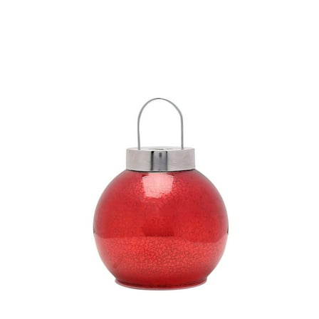Red Mercury Glass LED Fairy Light Bauble Ornament - 16cm